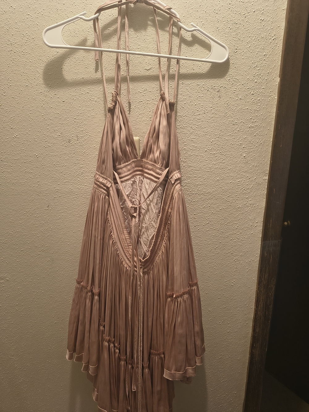 Women's Blush Pink Midi Dress - Halter Tie Neck - Picture 5 of 9